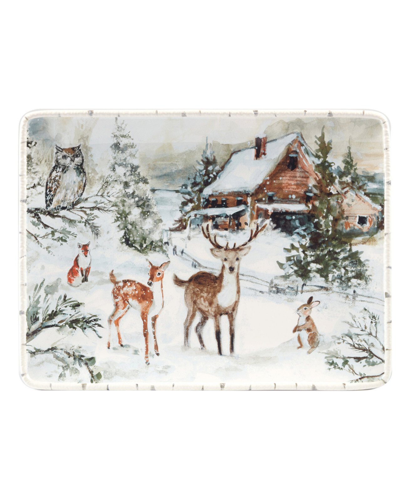 Winter's Frost Large Rectangular Platter Certified International