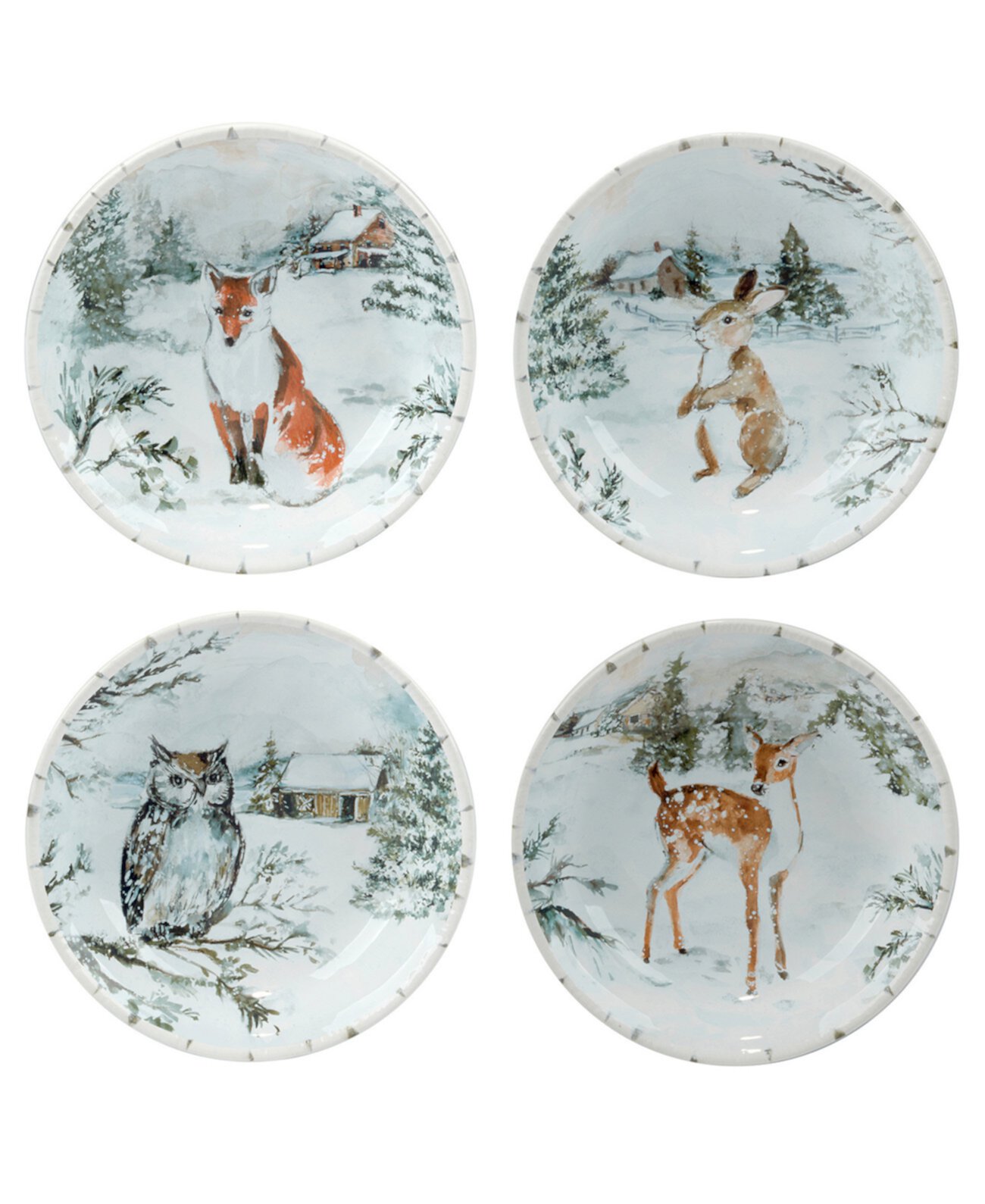 Winter's Frost Soup Bowls, Set of 4 Certified International