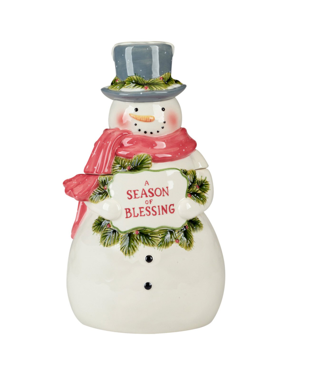 Snowman Greetings 3D Santa Cookie Jar Certified International