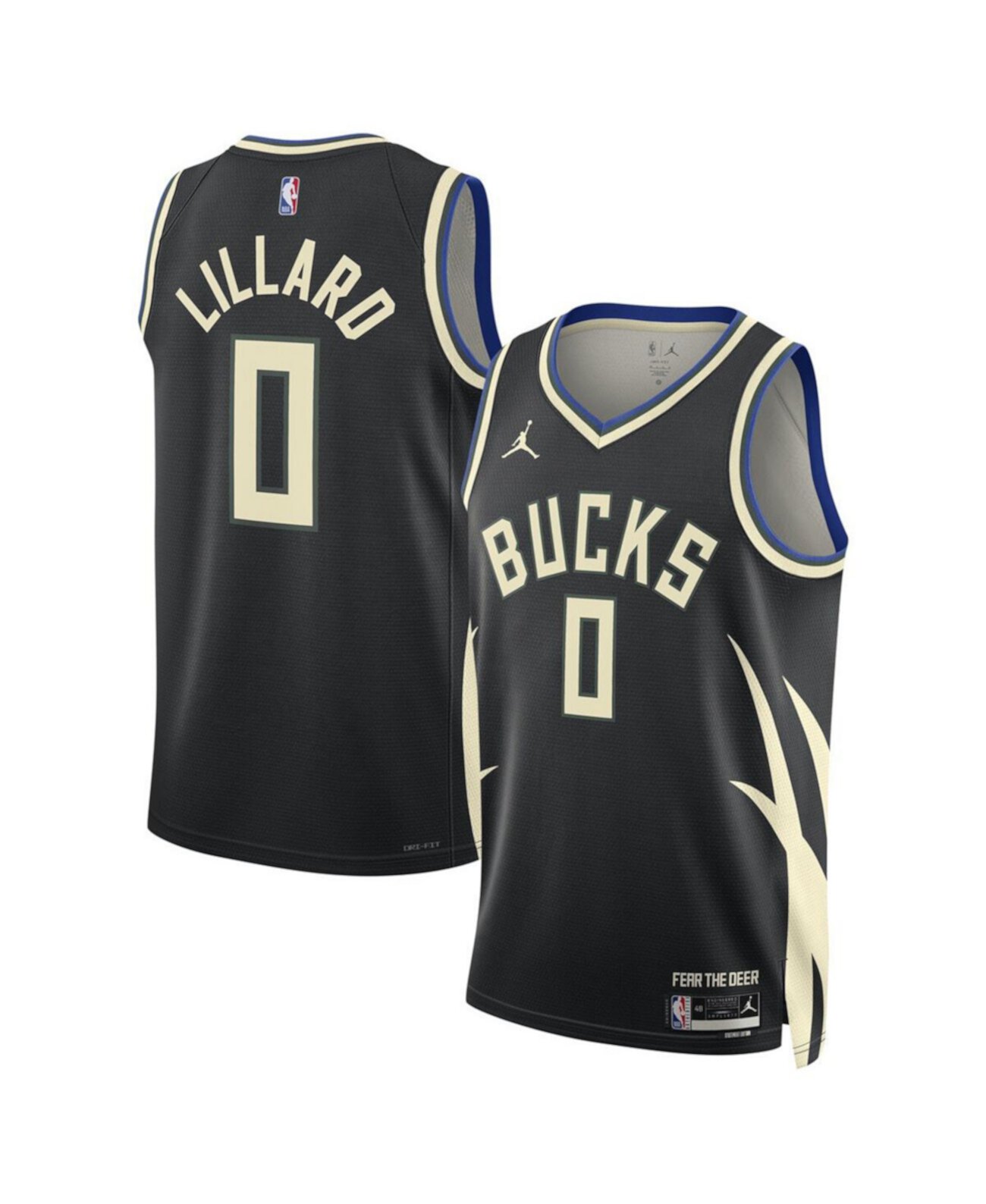 Мужское Джерси Jordan Damian Lillard Milwaukee Bucks Swingman - Statement Edition Jordan