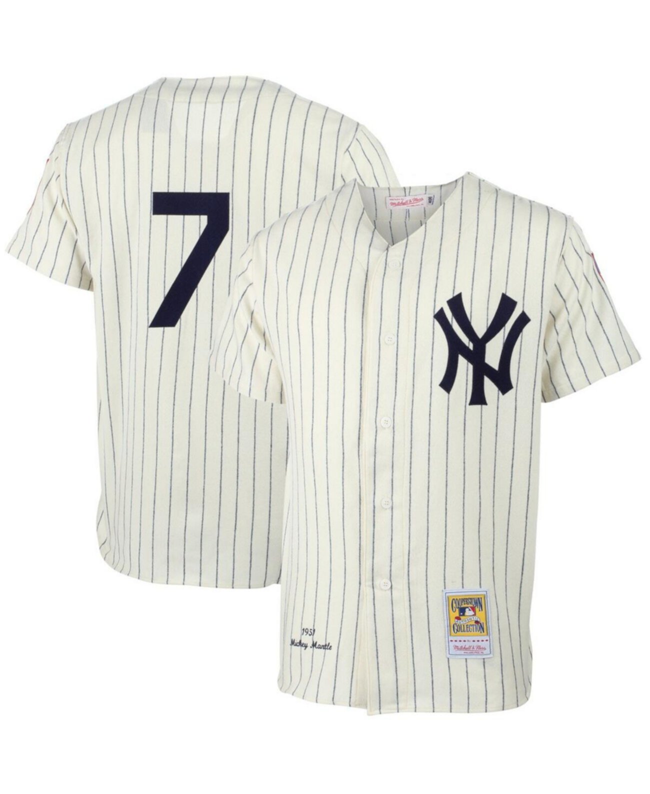 Мужское Джерси Mitchell & Ness 1951 Cooperstown Collection Authentic Jersey Mickey Mantle Cream Mitchell & Ness