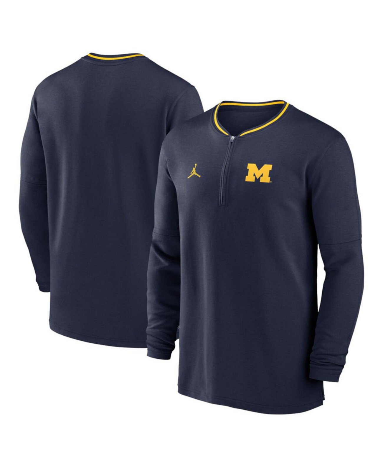 Мужское Худи Jordan Michigan Wolverines 2024 Sideline Coach Performance Half-Zip Long Sleeve Top Jordan