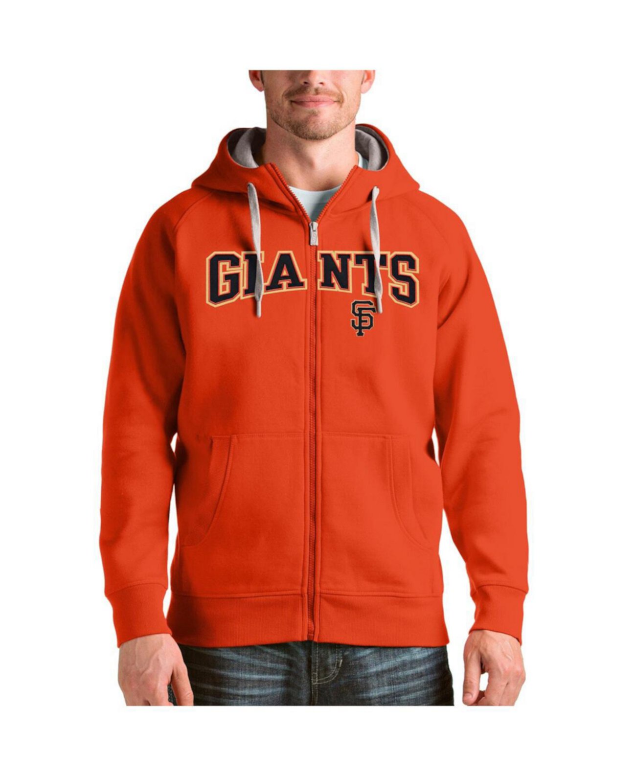 Мужское Худи Antigua Orange San Francisco Giants Team Logo Victory Full-Zip Antigua