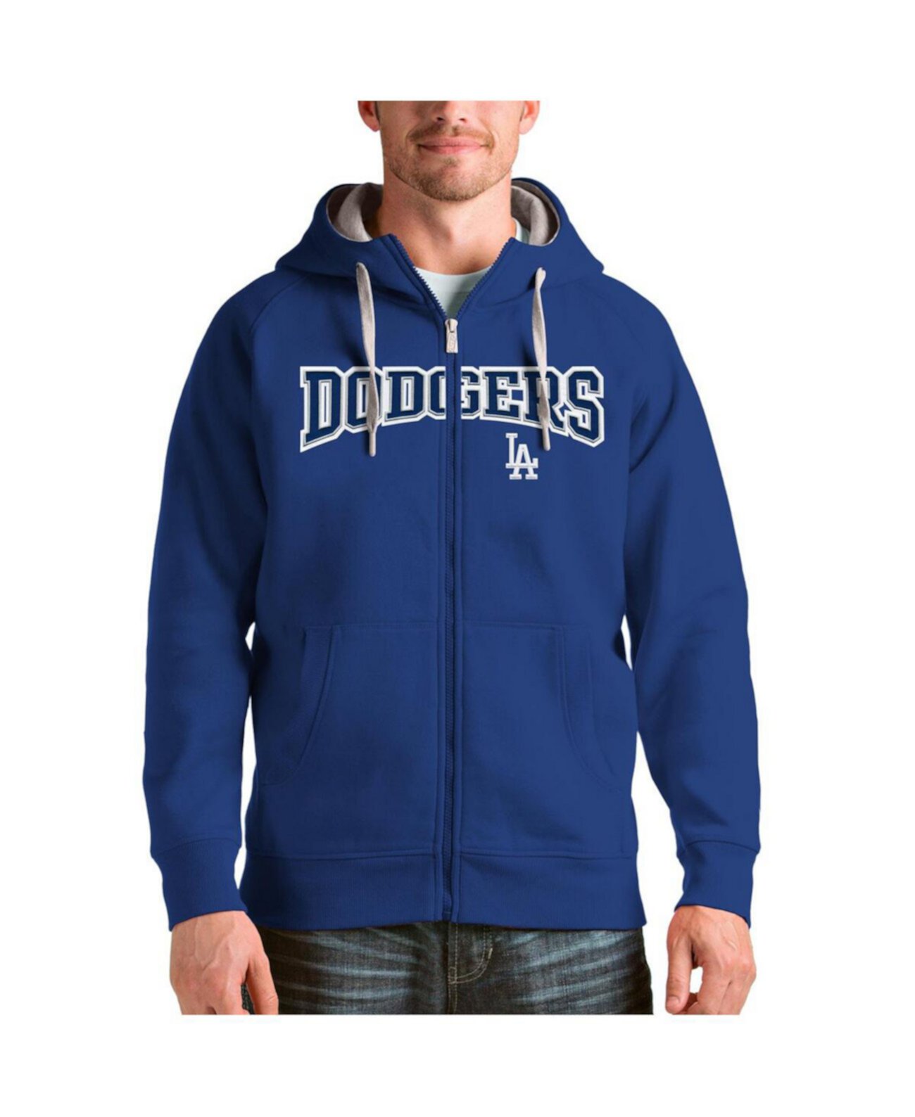 Мужское Худи Antigua Royal Los Angeles Dodgers Team Logo Victory Full-Zip Antigua