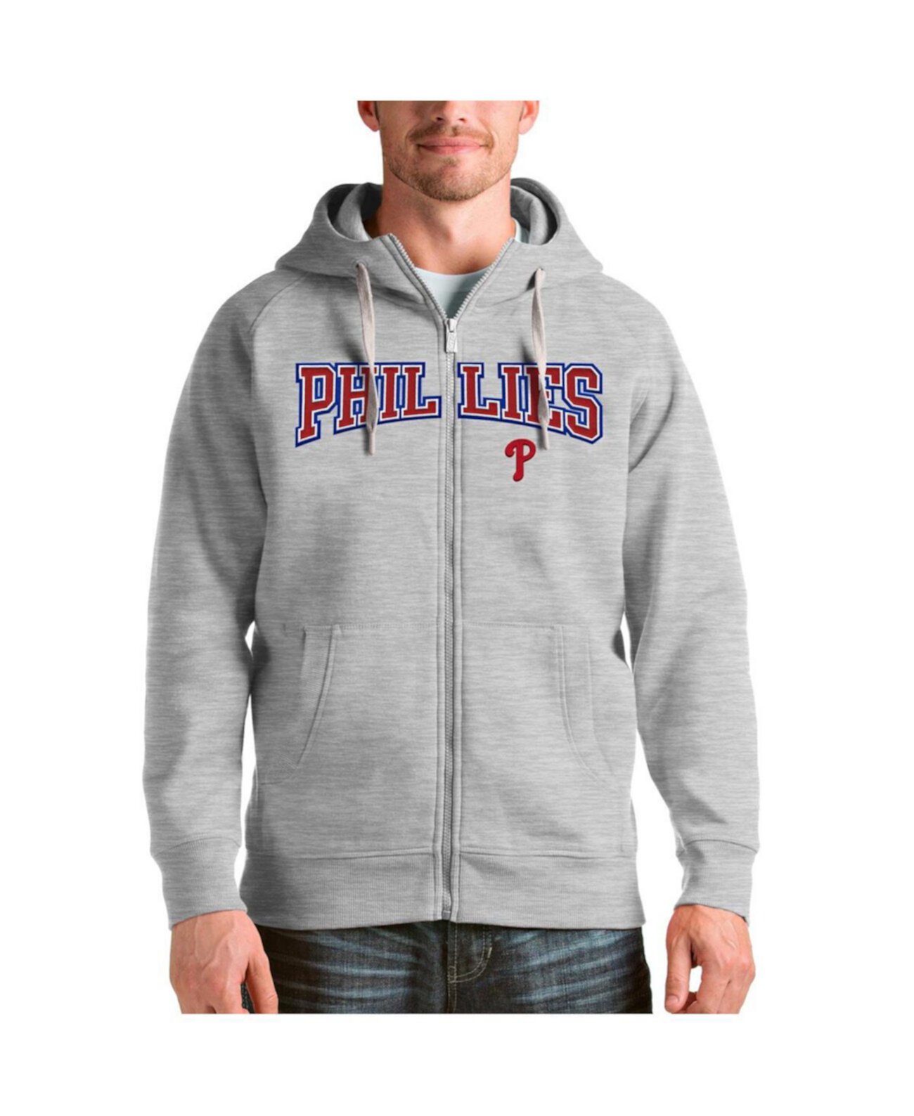 Мужское Худи Antigua Philadelphia Phillies Team Logo Victory Full-Zip Antigua