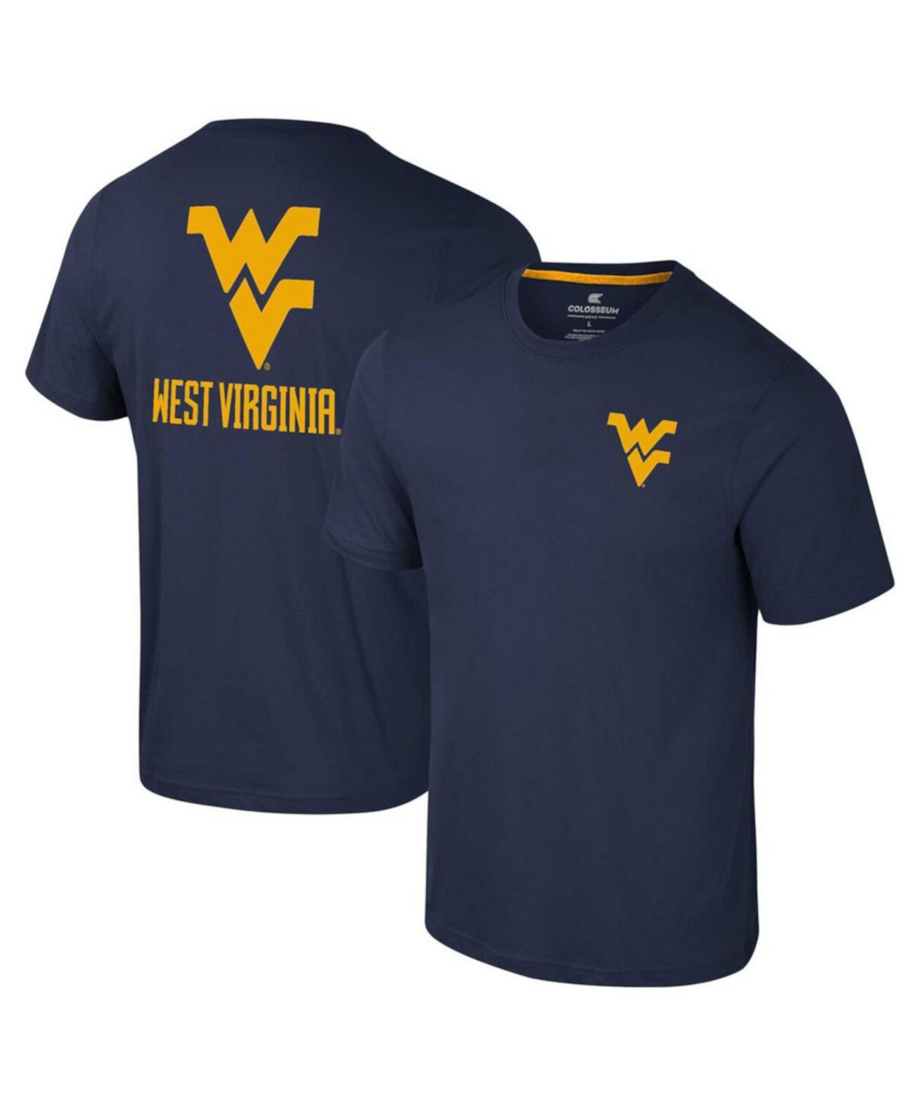 Мужская темно-синяя футболка с логотипом West Virginia Mountaineers из комбинированной ткани. Colosseum