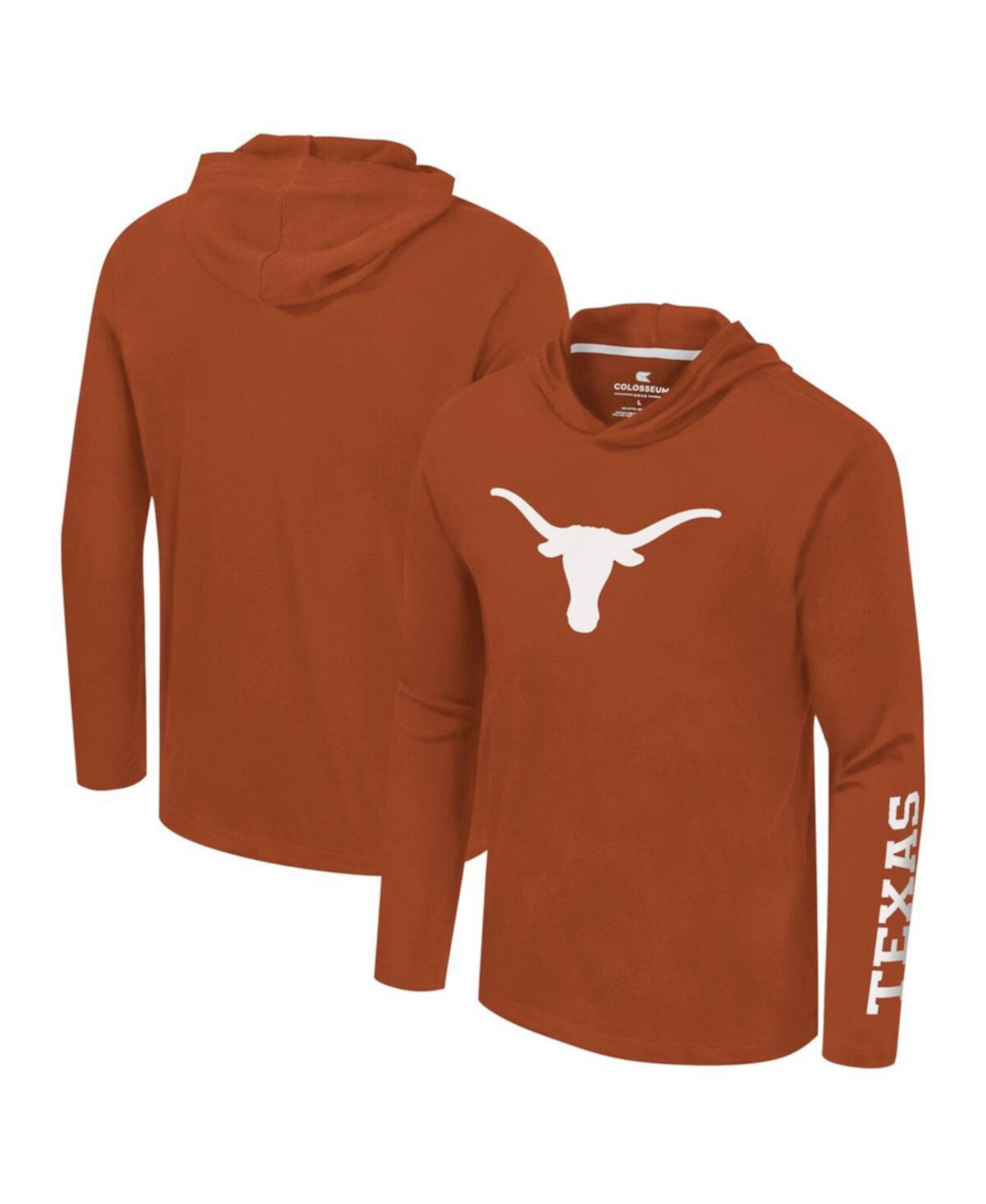 Мужская Джерси Colosseum Texas Longhorns Logo Lockup Active Blend Long Sleeve T-Shirt Hoodie Colosseum