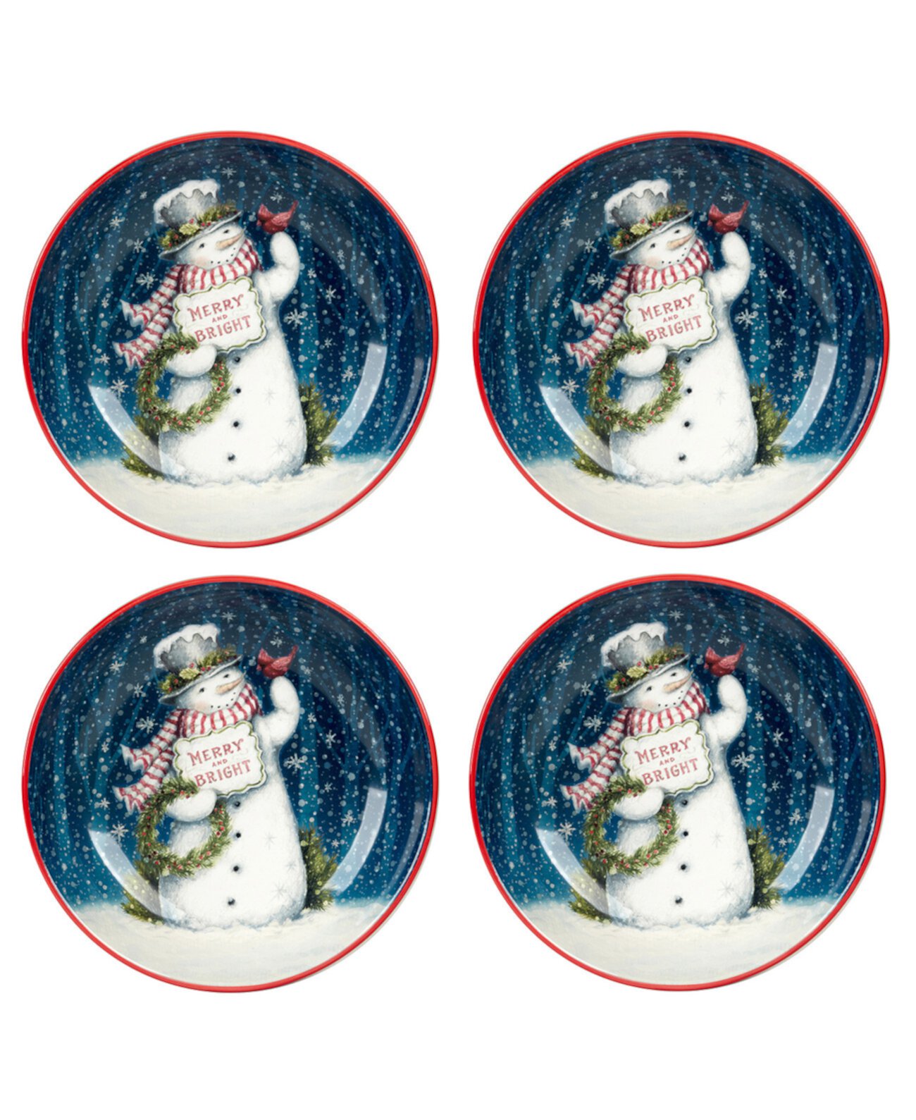 Snowman Greetings Soup Bowls, Set of 4 Certified International