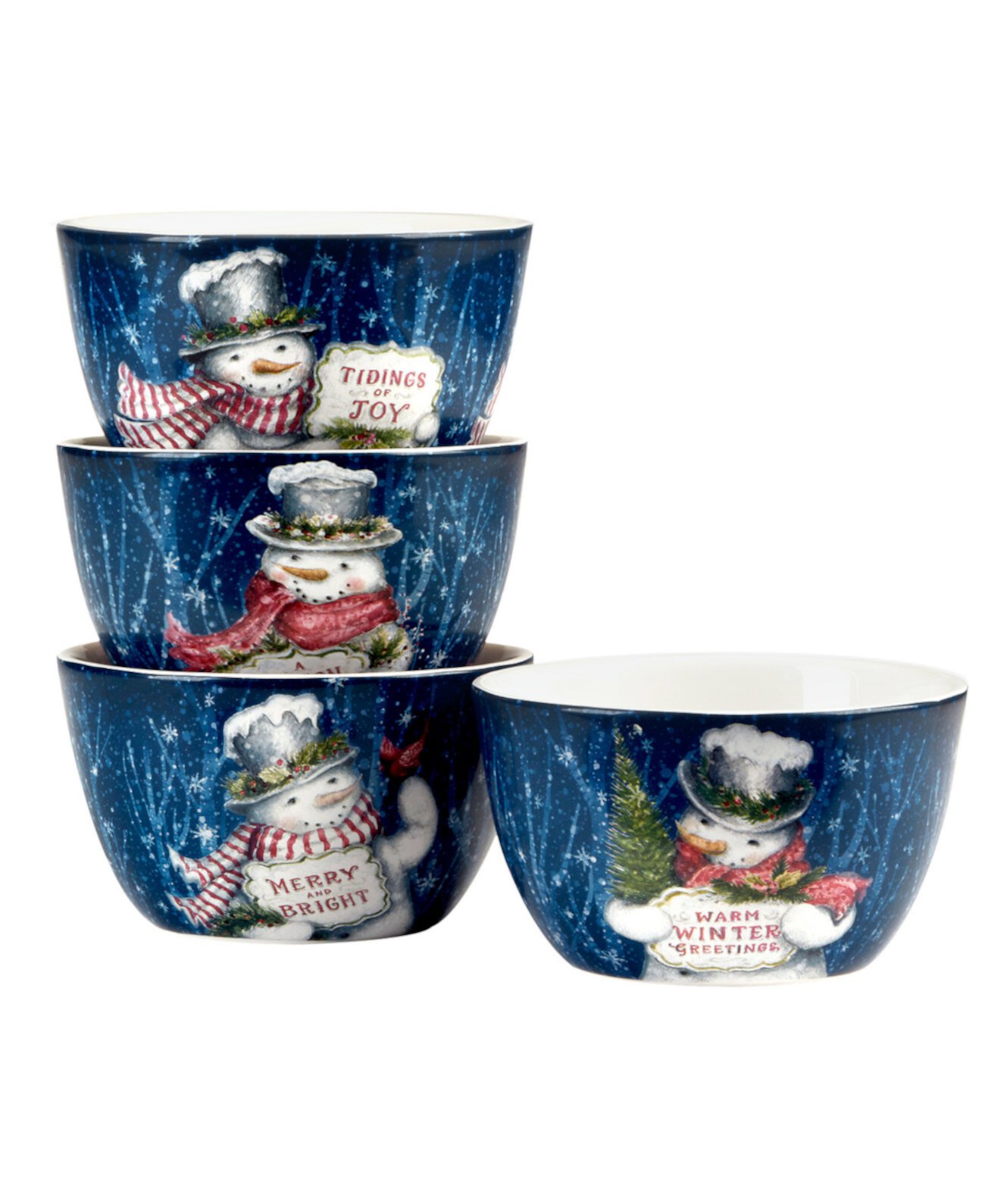 Snowman Greetings Ice Cream Bowls, Set of 4 Certified International