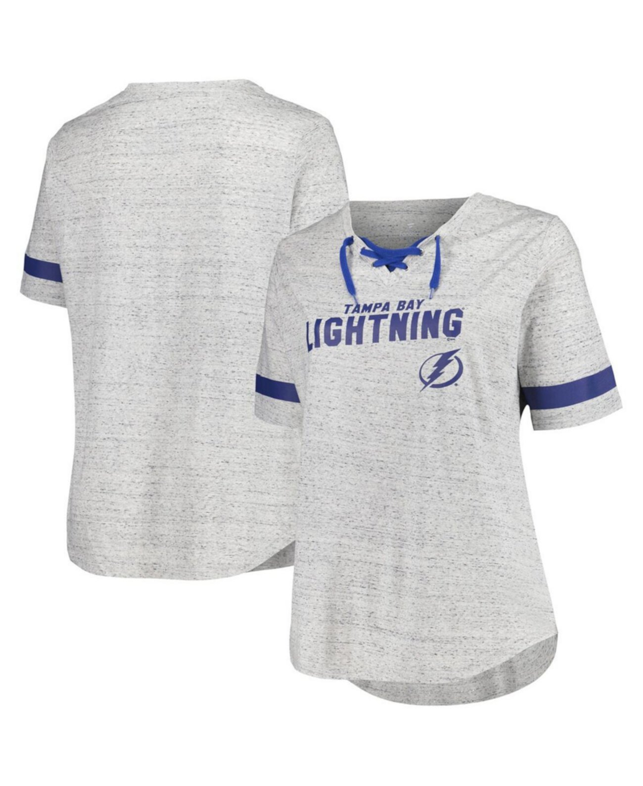 Женская серого цвета футболка с шнуровкой и коротким рукавом Tampa Bay Lightning Fanatics