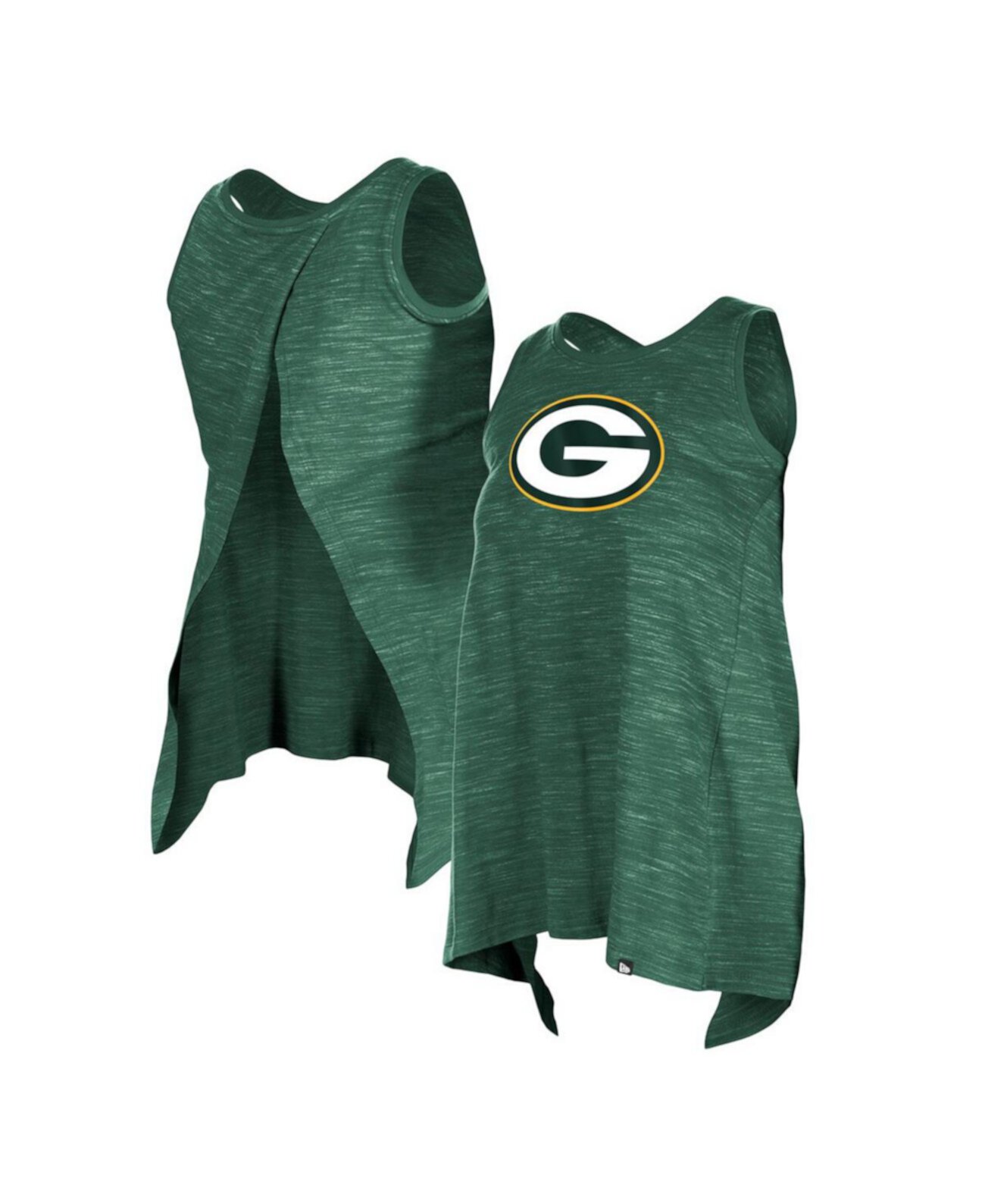 Женская майка без рукавов New Era Green Bay Packers Plus Size с открытой спиной, 93% хлопка New Era