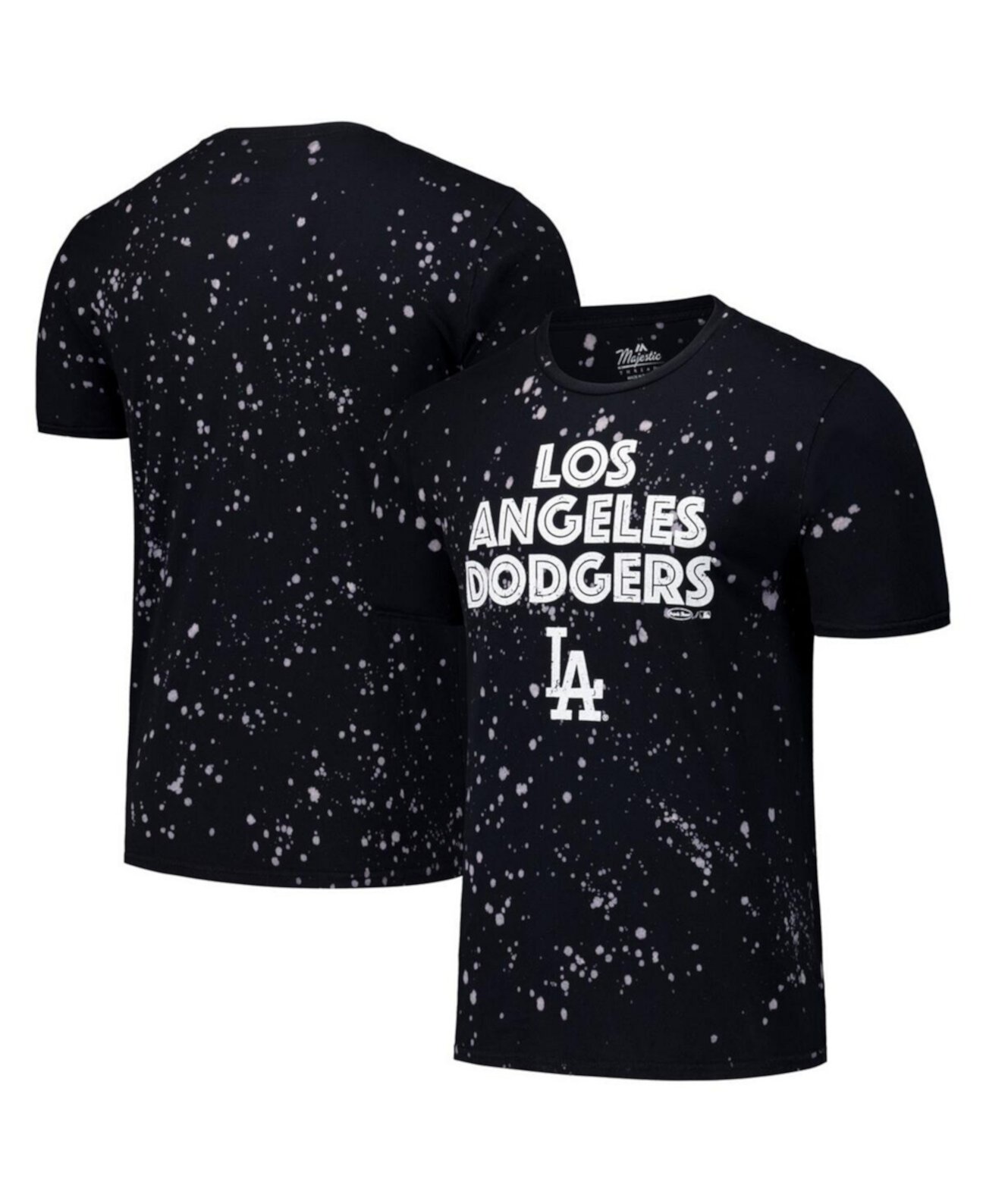 Черно-белая хлопковая футболка с короткими рукавами Los Angeles Dodgers Splatter от Majestic Majestic