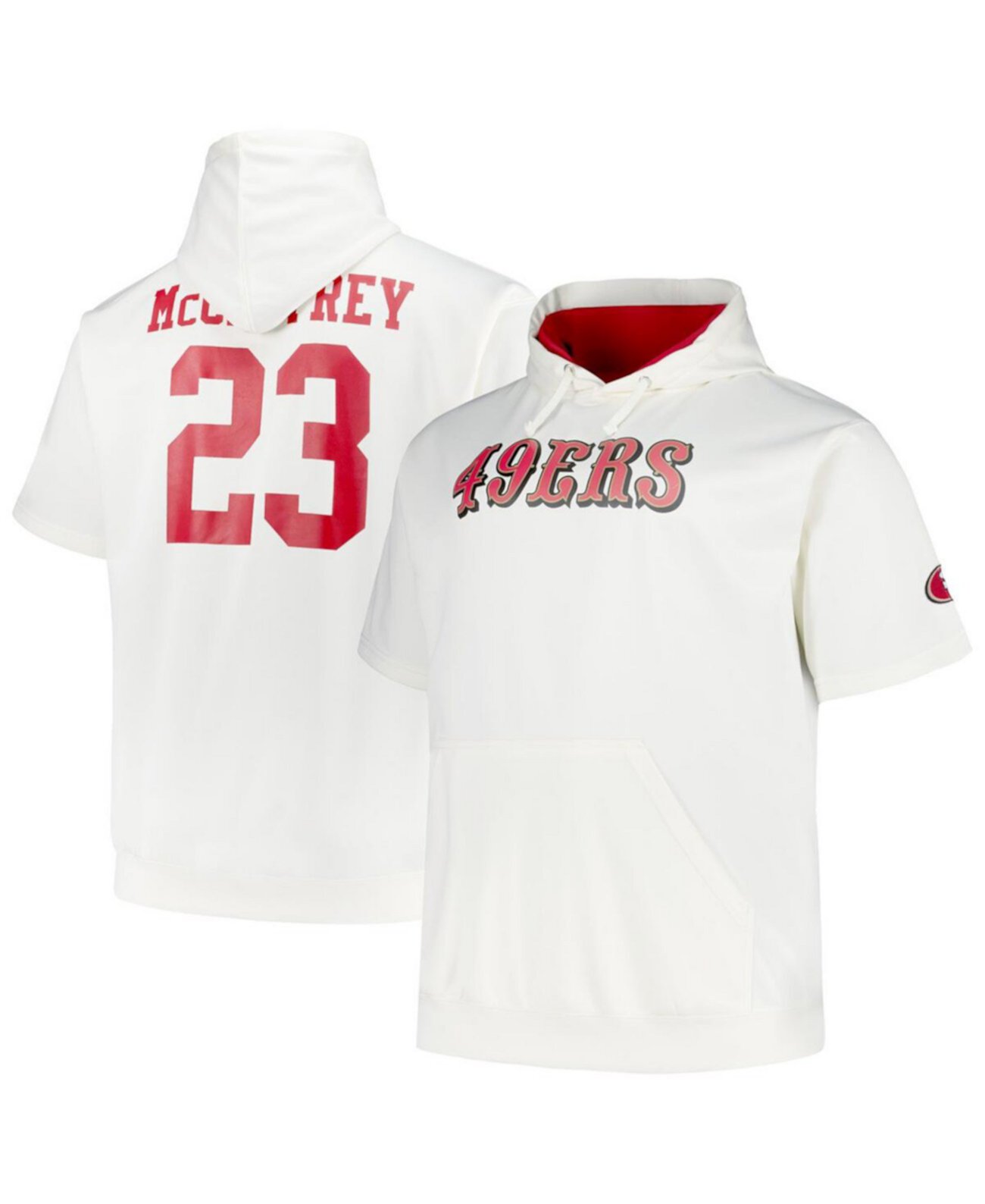 Мужская Джерси Fanatics Christian McCaffrey Cream San Francisco 49ers Big Tall Short Sleeve Hoodie T-Shirt Fanatics