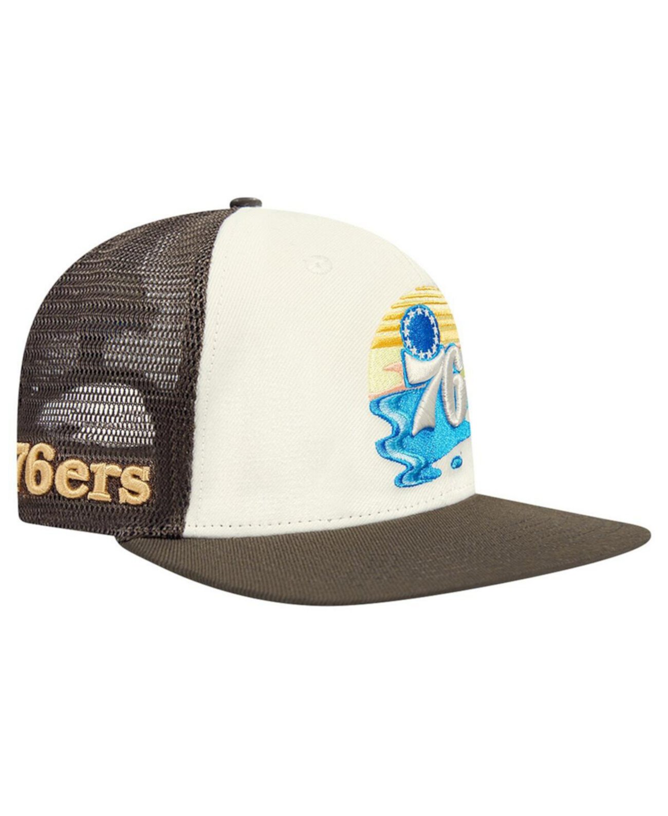 Бейсболка Pro Standard Men's Cream/Brown Philadelphia 76ers Glint Sunset Snapback Hat Pro Standard