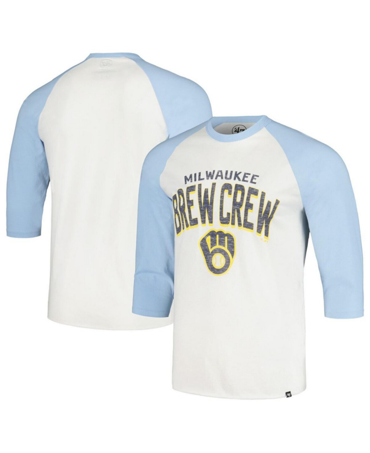 Мужское Джерси '47 Brand Cream Milwaukee Brewers City Connect Crescent Franklin Raglan 3/4-Рукав '47 Brand