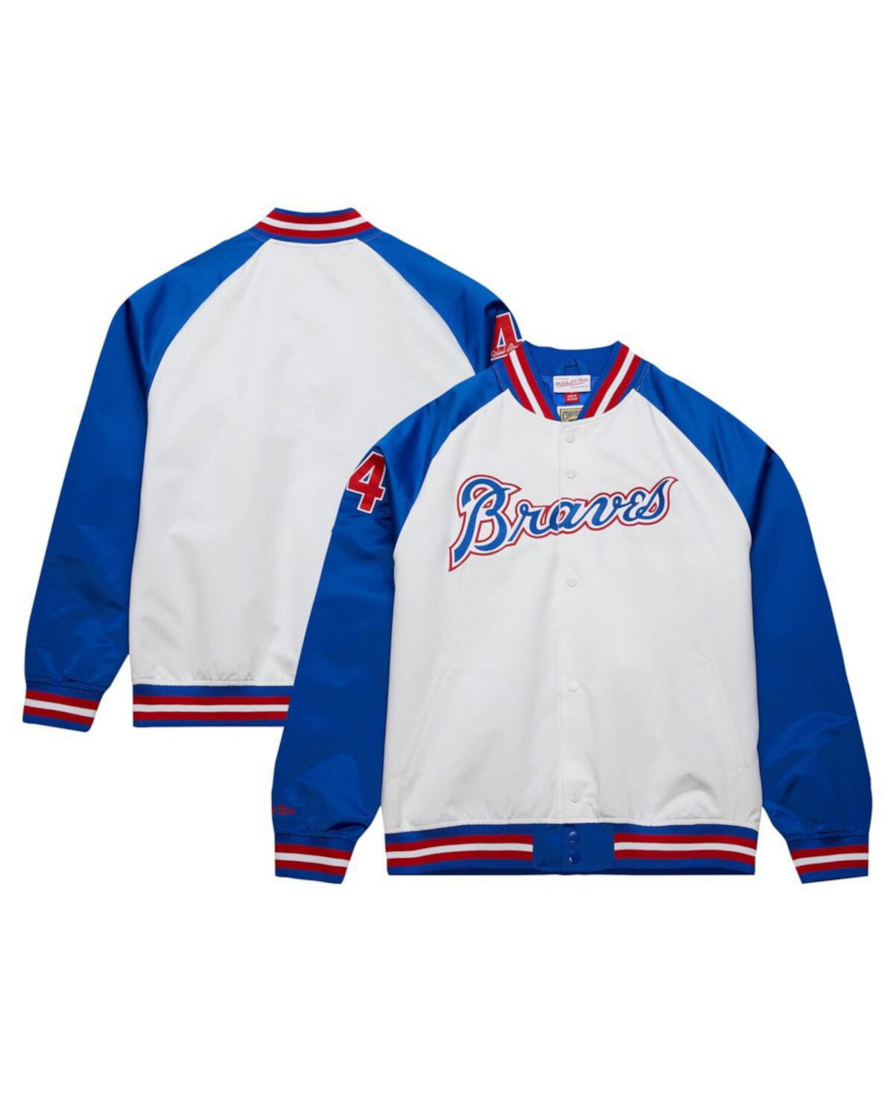 Мужская Повседневная куртка Mitchell & Ness Hank Aaron Cooperstown Collection Legends Легкая сатиновая с полной застежкой Mitchell & Ness