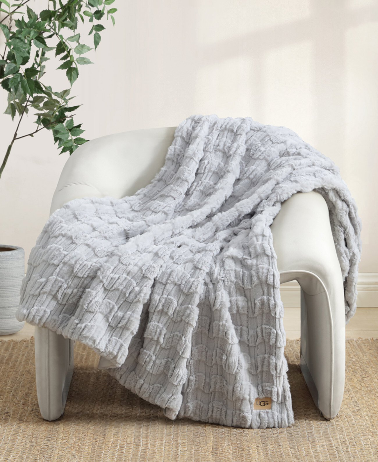 Denai Carved Faux-Fur Throw, 50" x 70" Ugg