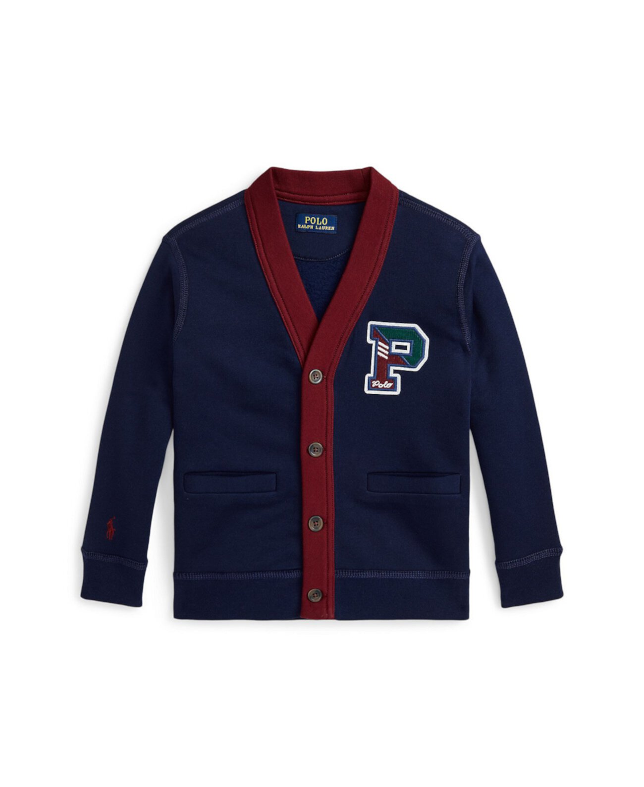 Мальчиковая Кардиган Polo Ralph Lauren Letterman с V-образным вырезом Polo Ralph Lauren