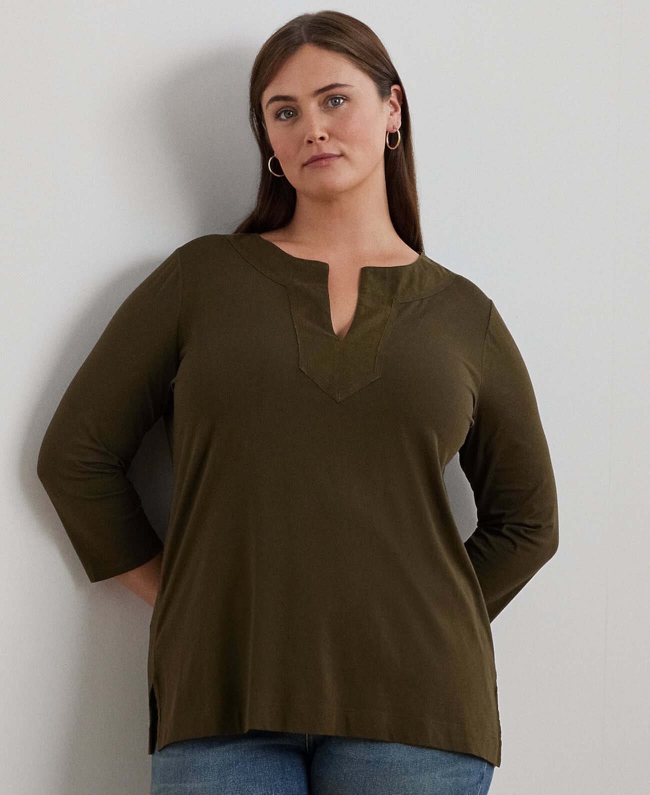 Женская Блузка LAUREN Ralph Lauren Plus Size 3/4-Sleeve LAUREN Ralph Lauren