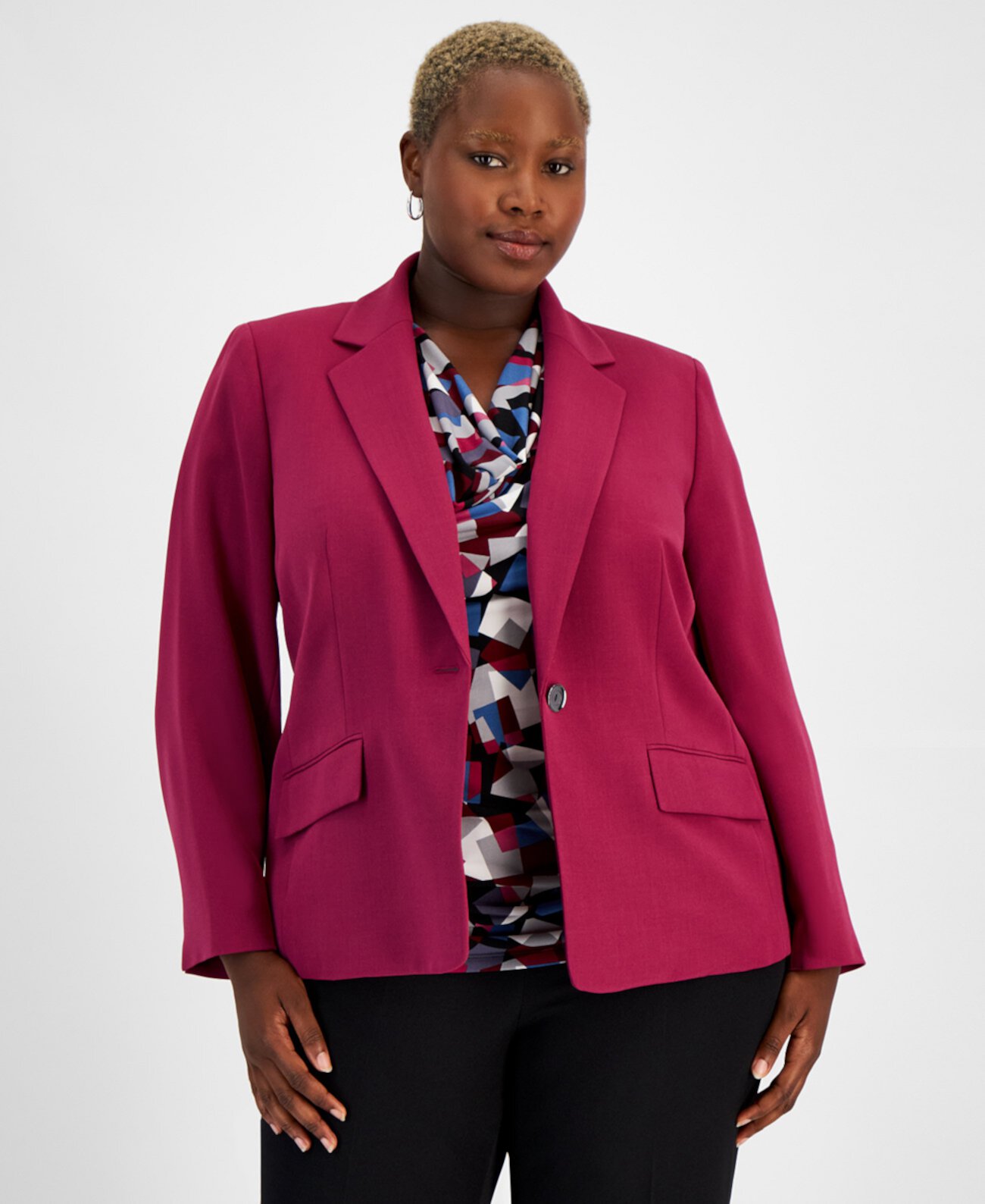 Пиджак Kasper Plus Size One-Button Stretch Crepe Kasper