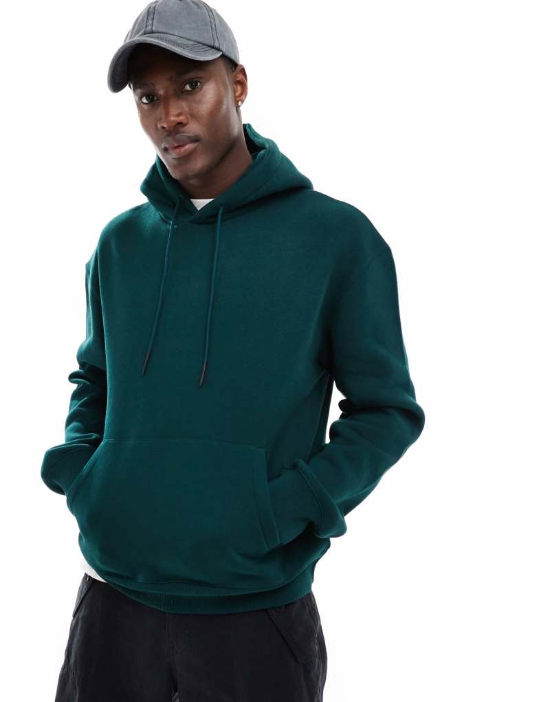 Bershka basic hoodie in forest green Bershka