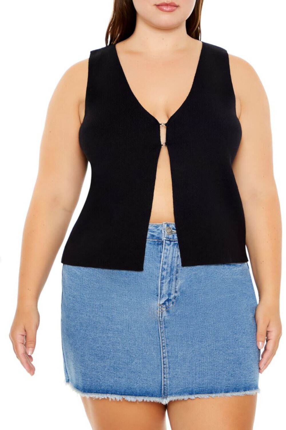 Plus Size Split-Hem Sweater Vest FOREVER21