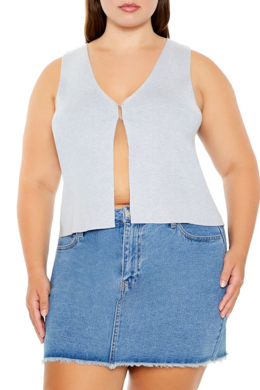 Plus Size Split-Hem Sweater Vest FOREVER21