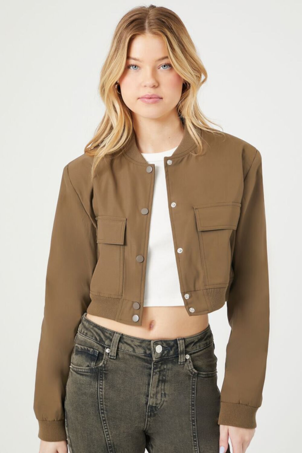 Женский Бомбер FOREVER21 Cropped Bomber Jacket FOREVER21