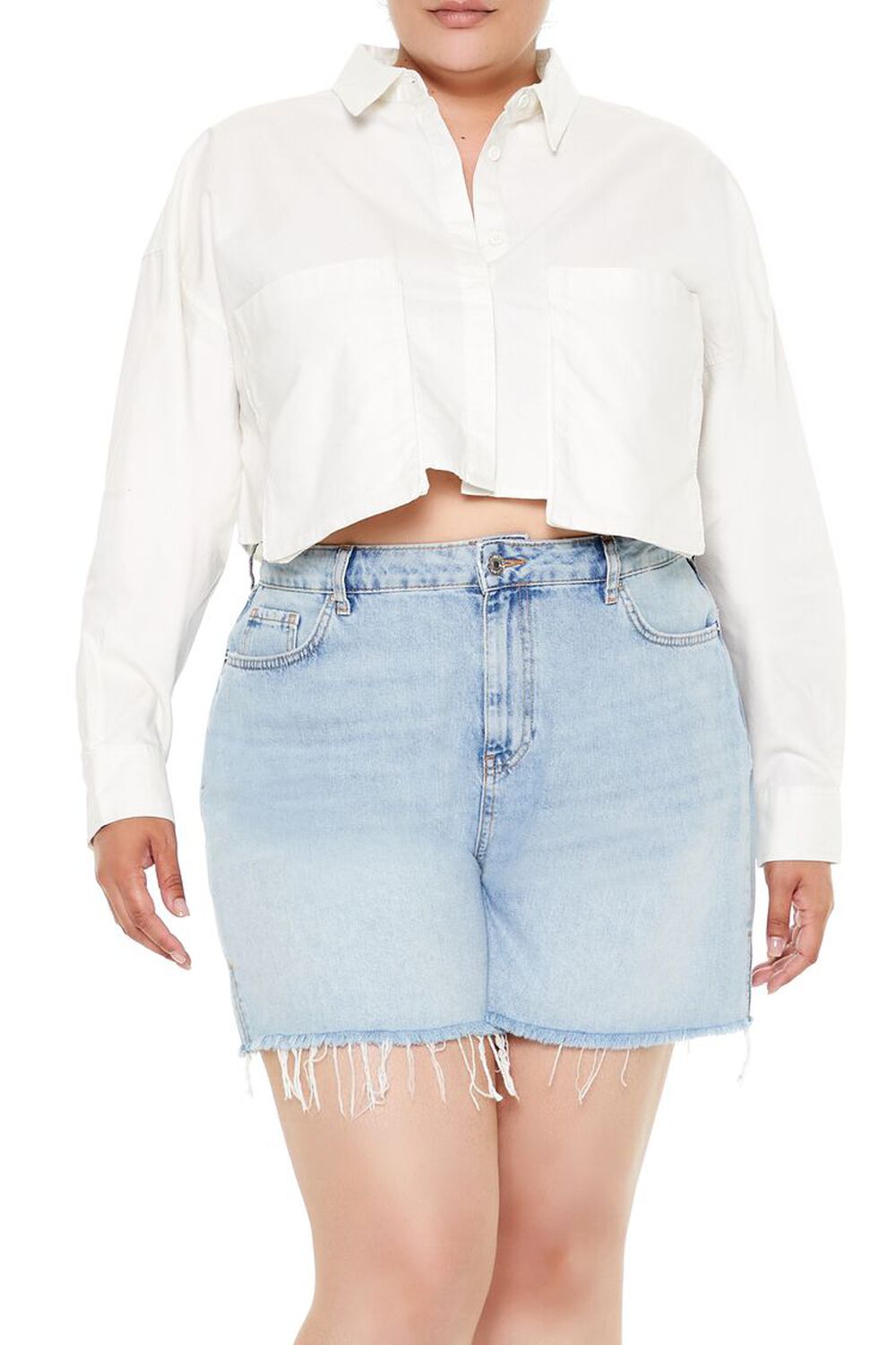 Plus Size Cropped Boxy Shirt FOREVER21