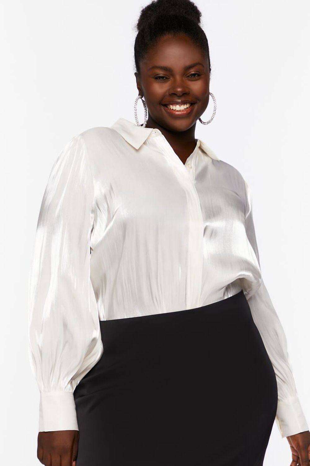 Plus Size Balloon-Sleeve Shirt FOREVER21