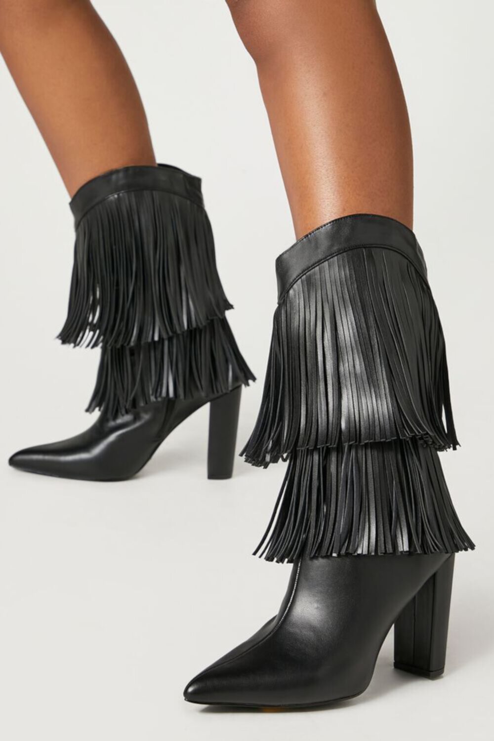 Женские Ботильоны на каблуке FOREVER21 Fringe Block Heel FOREVER21