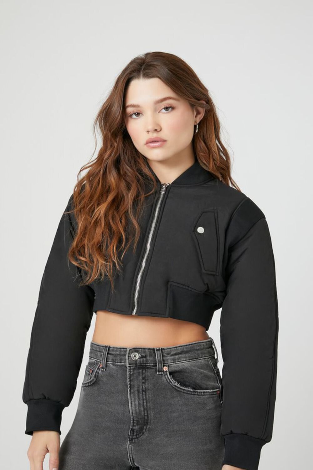 Женский Бомбер FOREVER21 Cropped FOREVER21