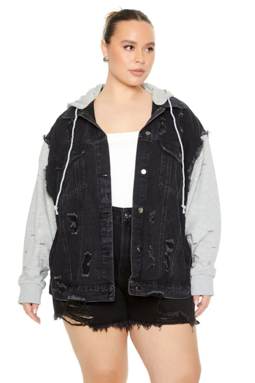 Plus Size Combo Trucker Jacket FOREVER21