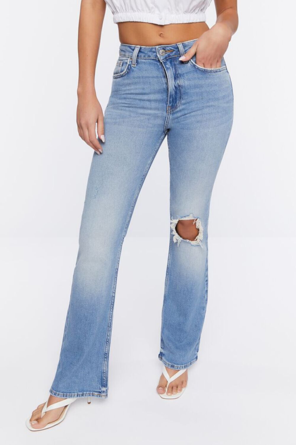 Женские Джинсы bootcut FOREVER21 Hemp 10% Distressed FOREVER21