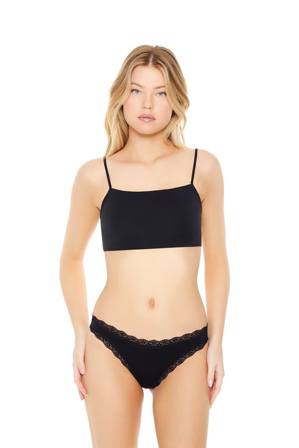 Женские Трусы FOREVER21 Seamless Lace-Trim Thong FOREVER21