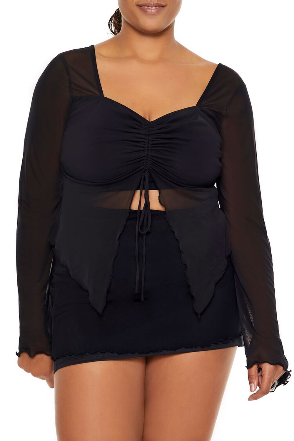 Plus Size Sheer Split-Hem Top FOREVER21