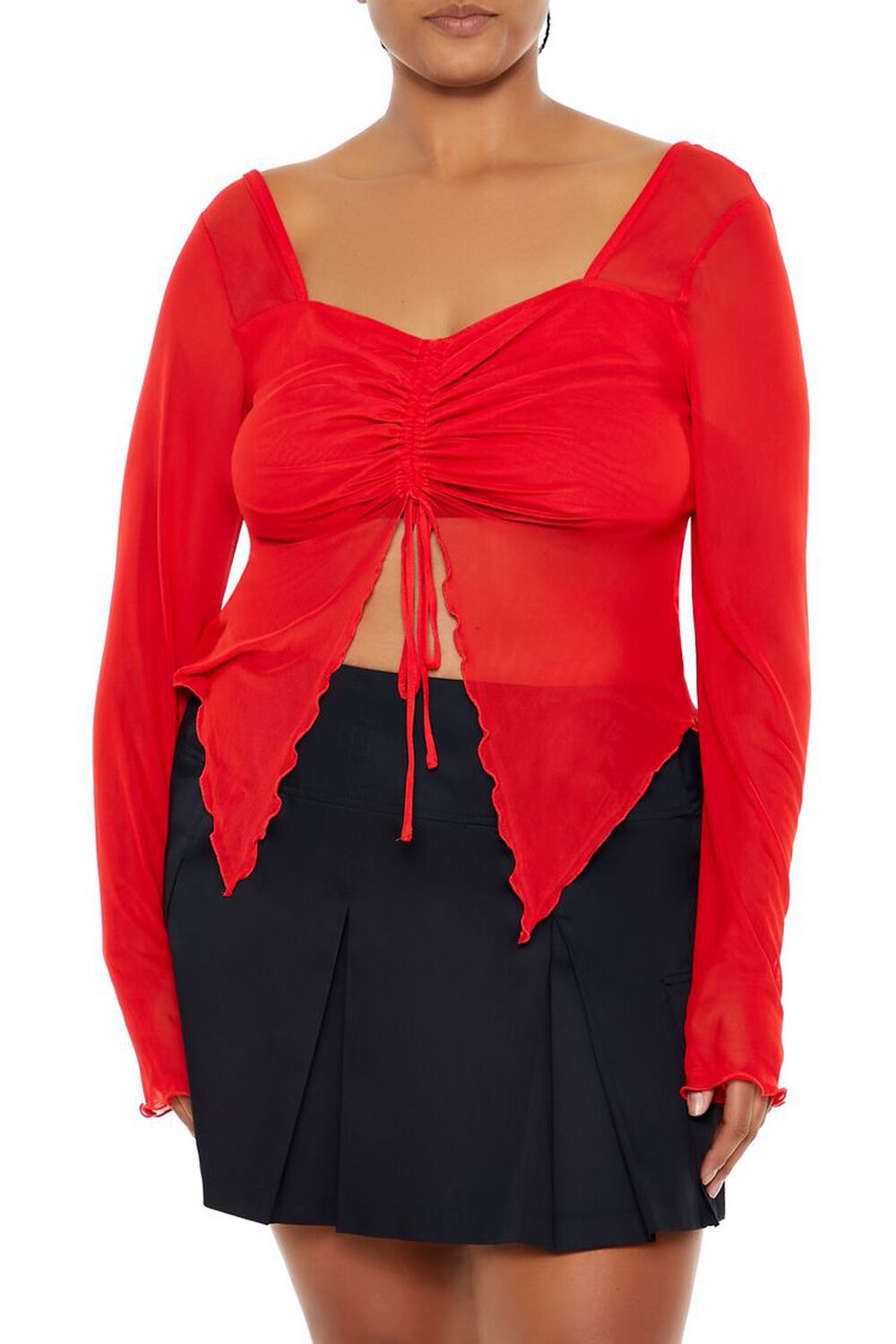 Plus Size Sheer Split-Hem Top FOREVER21