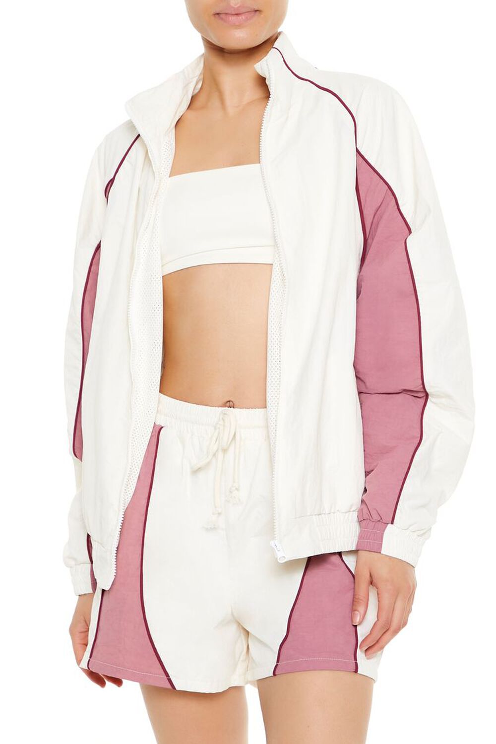 Женский Бомбер FOREVER21 Colorblock Zip-Up FOREVER21