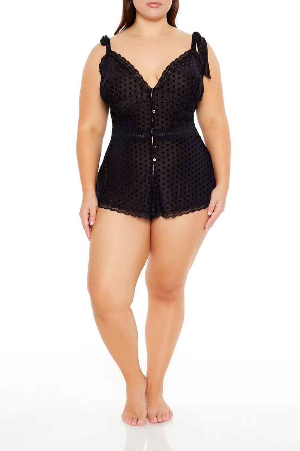 Plus Size Polka Dot Lingerie Romper F21