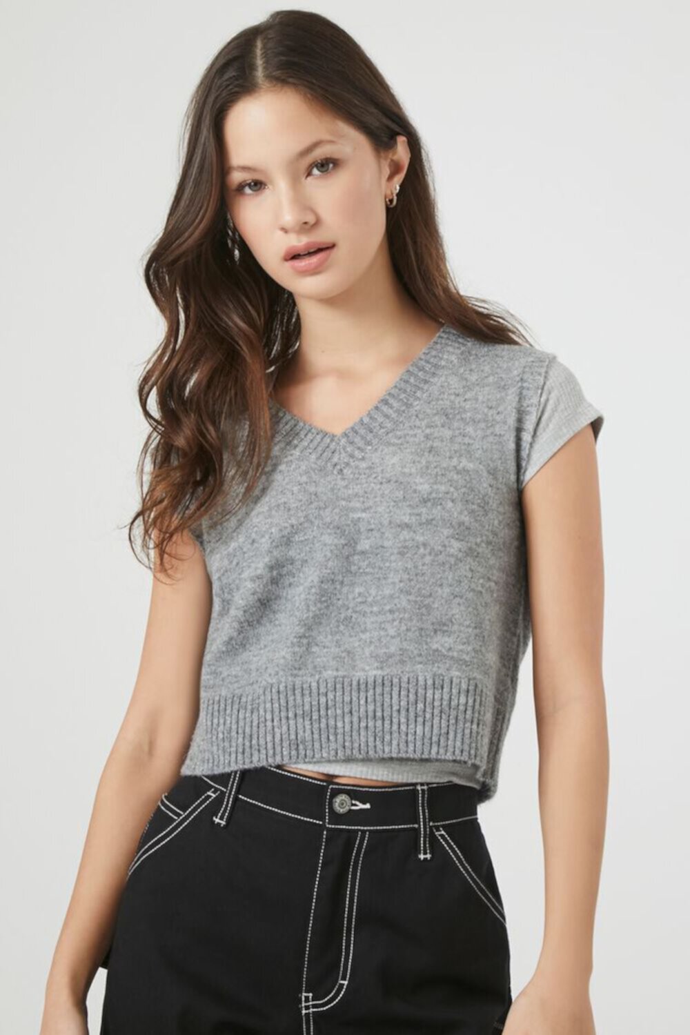 Женский Жилет FOREVER21 Sweater-Knit V-Neck FOREVER21