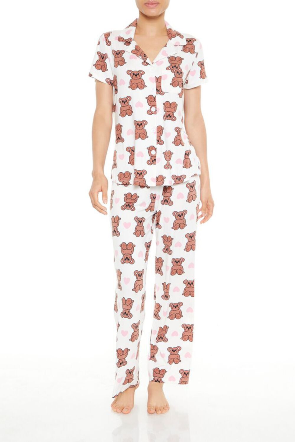 Женская Пижама FOREVER21 Teddy Bear Shirt & Pants FOREVER21