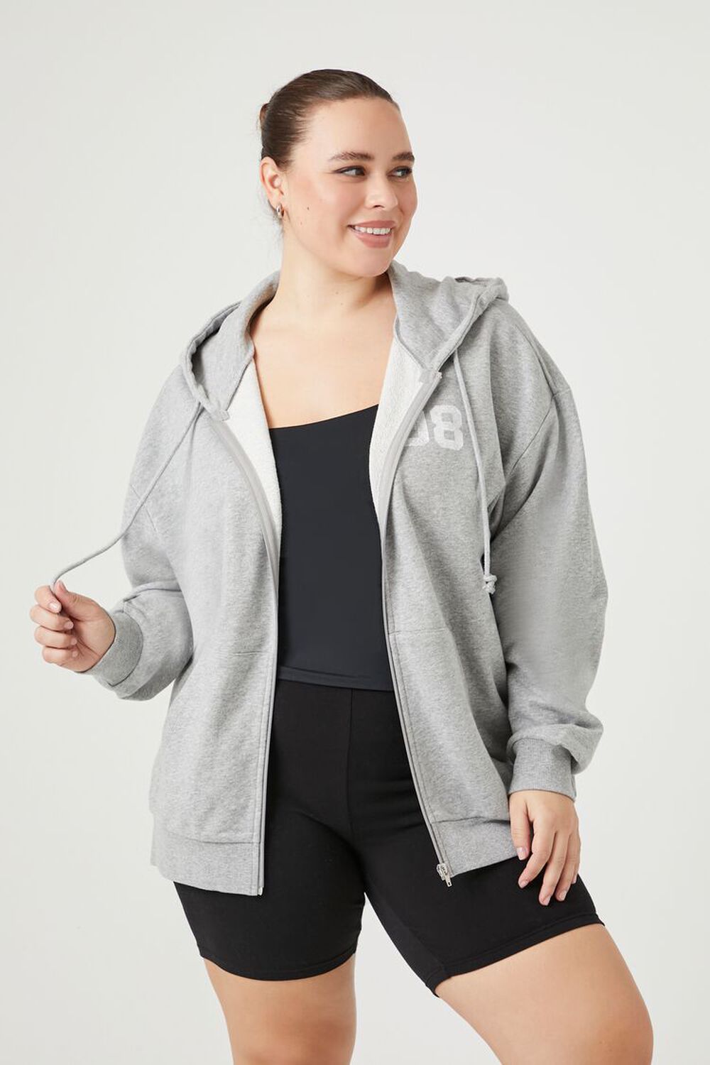 Plus Size Malibu Motors Zip-Up Hoodie FOREVER21