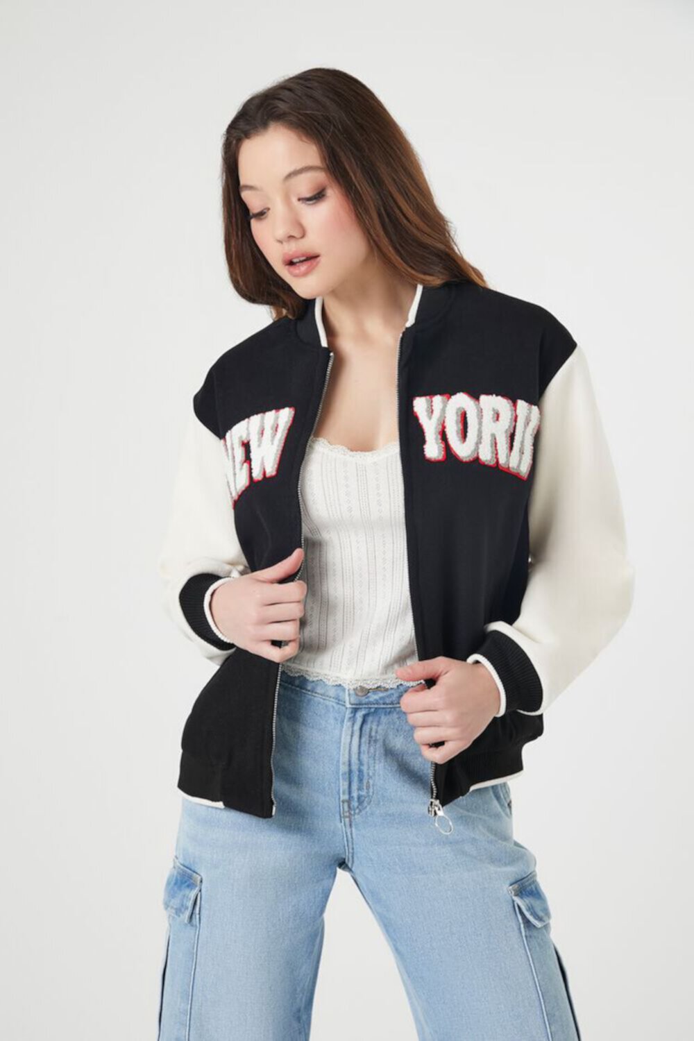 Женский Бомбер FOREVER21 New York Letterman FOREVER21