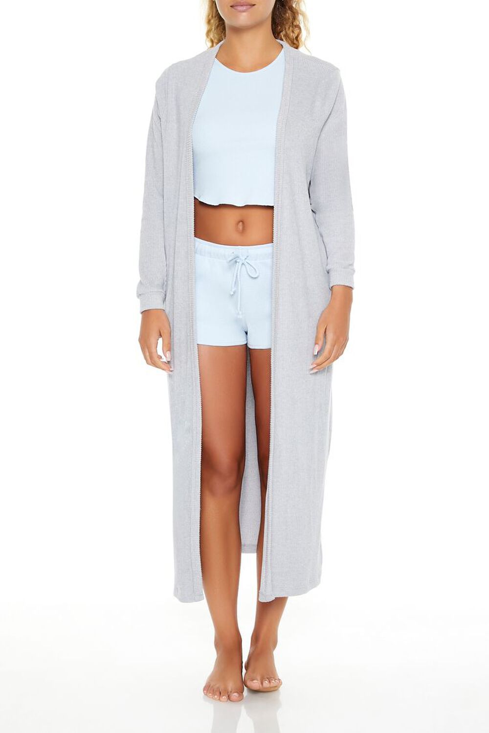 Женский Халат FOREVER21 Ribbed Open-Front Robe FOREVER21