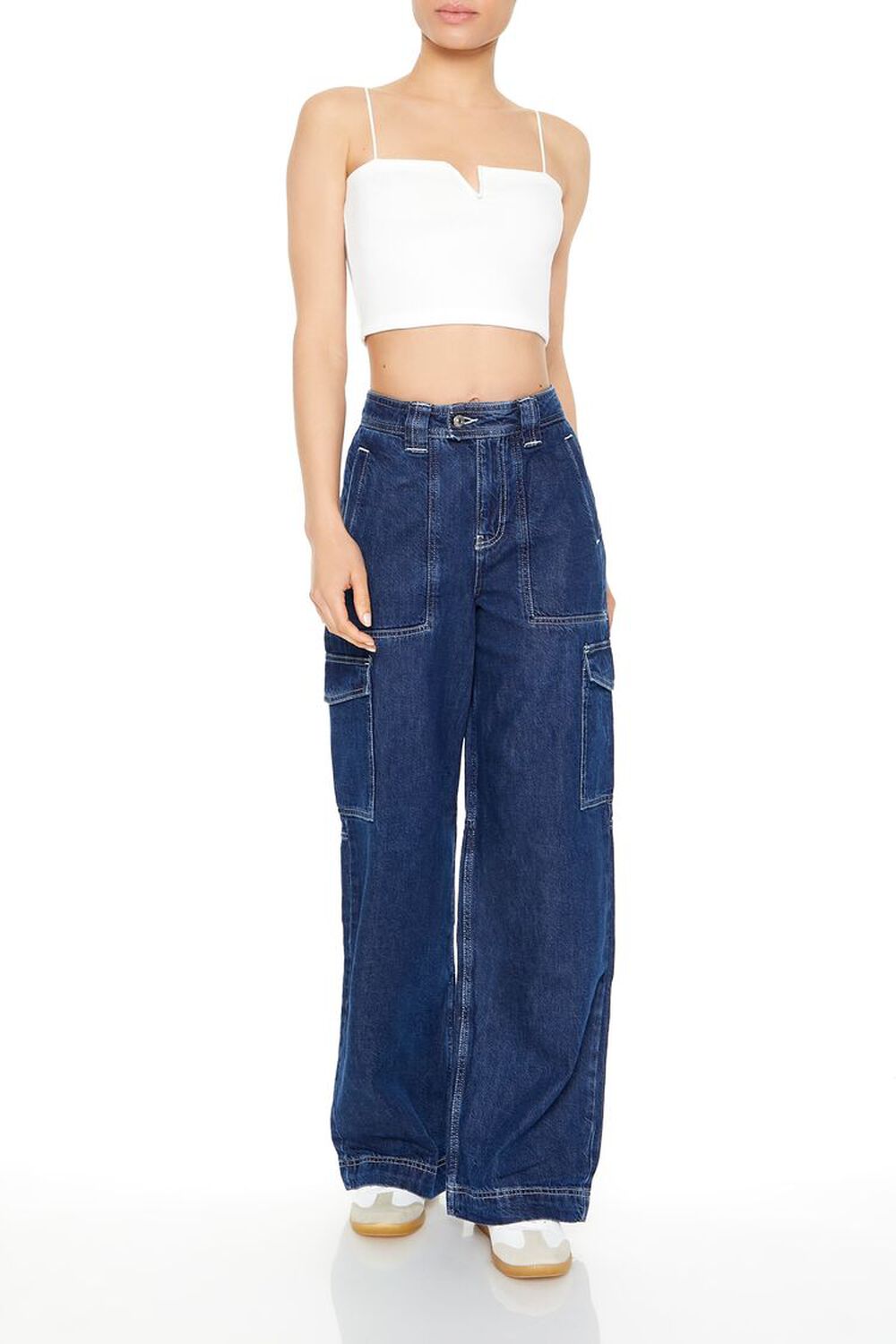 Женские Джинсы bootcut FOREVER21 High-Rise Cargo Flare Jeans FOREVER21