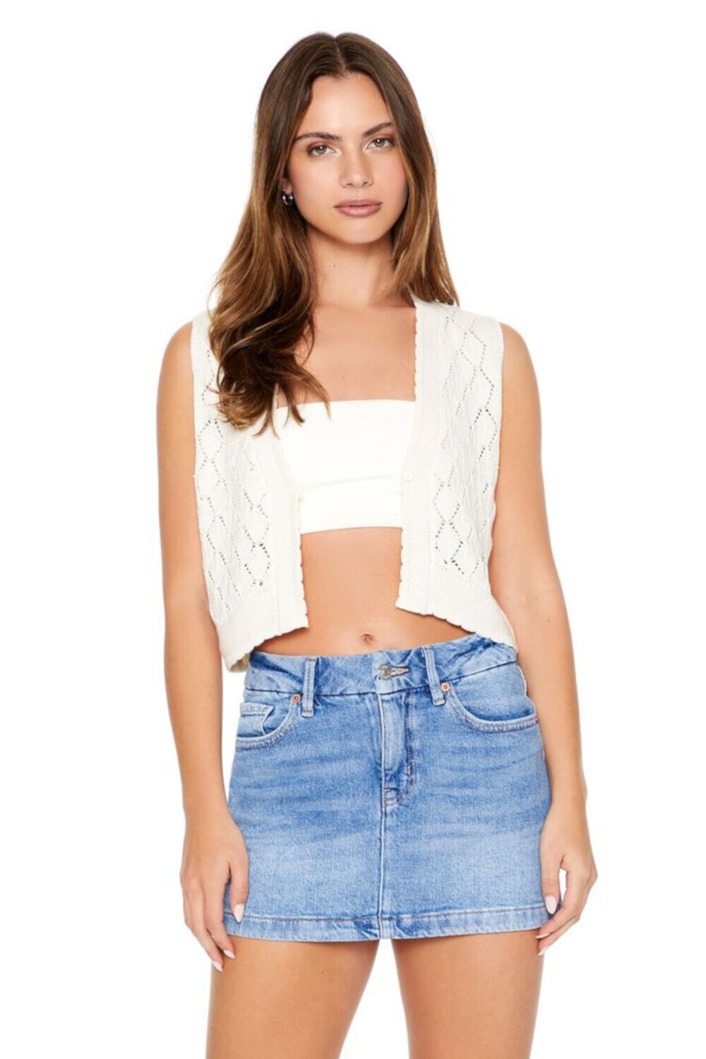 Женский Жилет FOREVER21 Pointelle Knit Scalloped FOREVER21