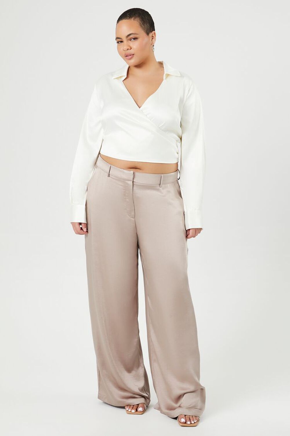 Plus Size Satin Wide-Leg Pants FOREVER21