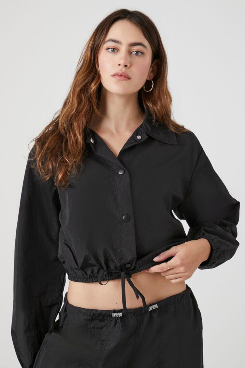 Женский Бомбер FOREVER21 Cropped Coach Jacket FOREVER21