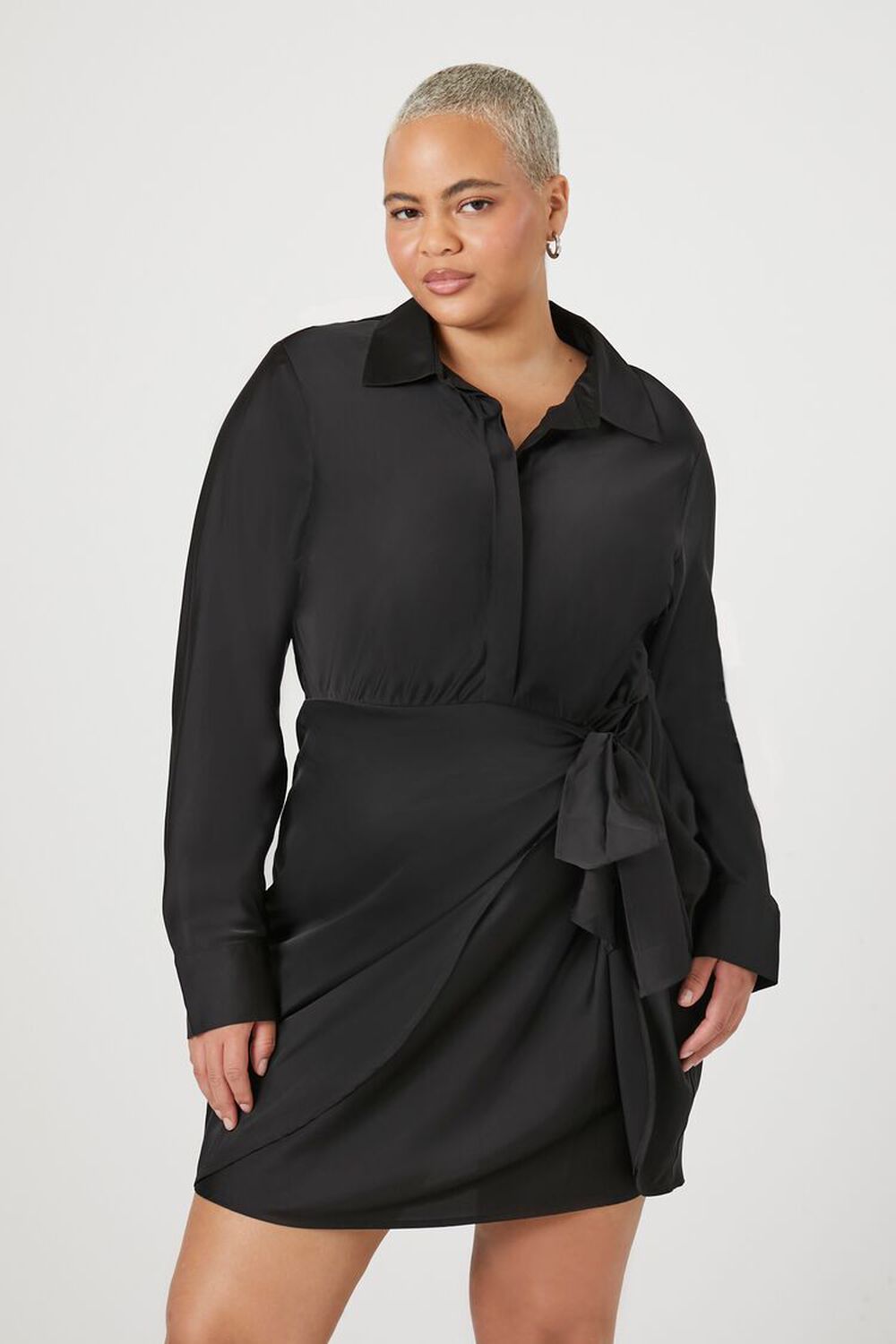 Plus Size Satin Wrap Shirt Dress F21