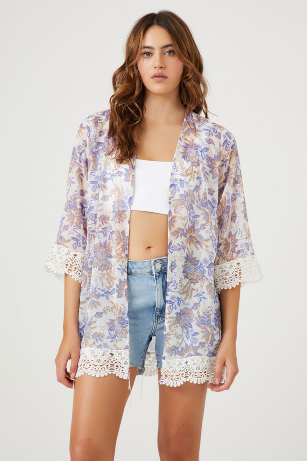 Женское Кимоно FOREVER21 Sheer Floral Print FOREVER21